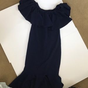 Off the shoulder blue dress